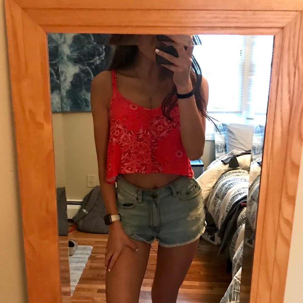 Paisley Red Crop Top